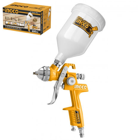 Ingco ASG1061 Pistola a spruzzo Aerografo per verniciare con serbatoio superiore 600 cc