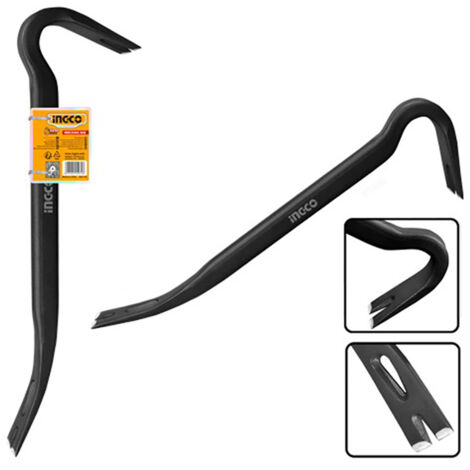 Ingco HWBA01242 Leverino in acciaio Piede di porco 61cm Gambo ovale con intaglio Leva
