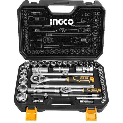 INGCO JUEGO CARRACA 1/2"-1/4" 44 PZ.HKTS42441