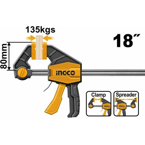 Ingco Strettoio a sgancio rapido Morsetto Manuale Reversibile 80 mm Barra acciaio 18" - 80x450 mm