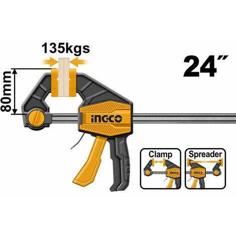 Ingco Strettoio a sgancio rapido Morsetto Manuale Reversibile 80 mm Barra acciaio 24" - 80X600 mm