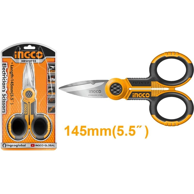 Ingco tijera electricista c/cortacables 145 MM.HES02855