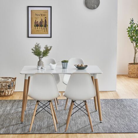 main image of "Inge Dining Table and Chairs Set with 4 White Chairs - white"
