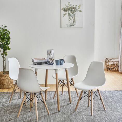 main image of "Inge Round Kitchen Table with 4 White Chairs - white"