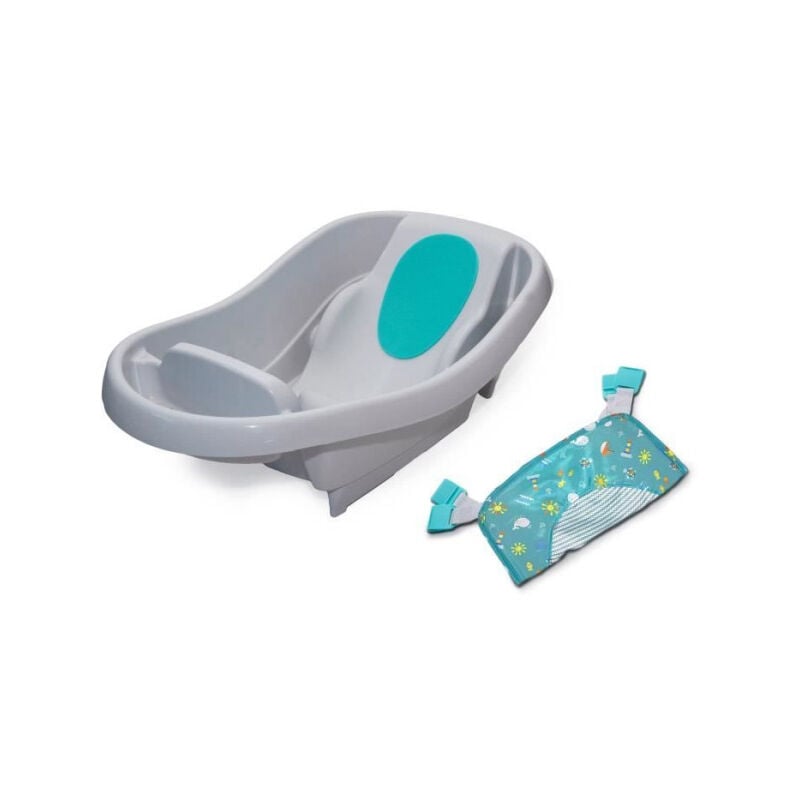 Baignoire bébé, grand confort, extra-large avec porte bébé en tissu doux, coussins de siege, tablette, jusqu'a 24 - Ingenuity