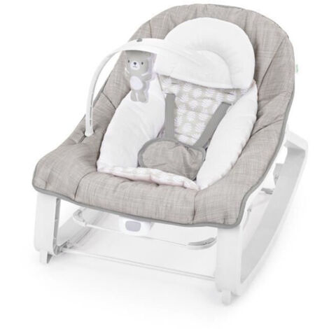 INGENUITY Transat bébé bascule évolutif 3-en-1 Keep Cozy -Linden- 3 Positions: arche avec jouets peluches amovible, jusqu'a 1