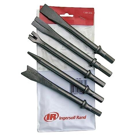 Ingersoll Rand 116H-K5 Set di Scalpelli, Accessori per Utensili Potenti, per Martello Pneumatico, 5 pezzi, con forme e dimensioni diverse