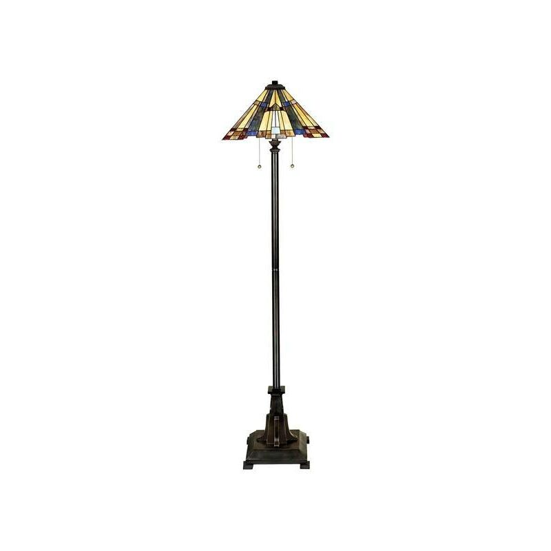 Elstead Lighting - Elstead Inglenook - 2 Light Floor Lamp Bronze, Tiffany Glass, E27
