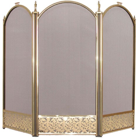 HOME DISCOUNT Ingleton Pare-feu à 3 Panneaux pour Cheminée H 60 x L 95 x P 21 cm, Laiton