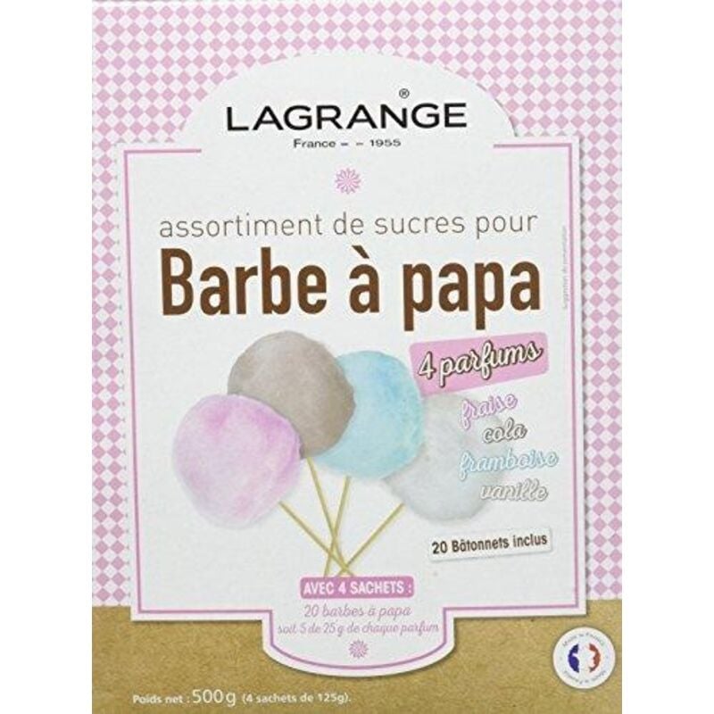 Assortiment de 4 parfums de sucres pour barbes à papa Lagrange 380000