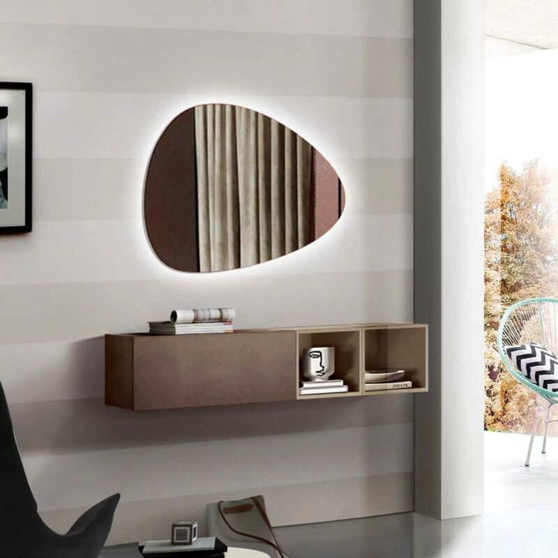 Image of Ingresso moderno con ribalta, vani e specchio, finitura Bronzo e Cadiz
