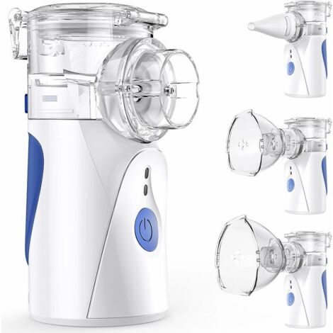 Inhalateur, Inhalateur avec fonction autonettoyante, Inhalateur nébuliseur avec embout buccal et masque pour enfants et adultes, Portable et silencieux, Pulvérisation réglable