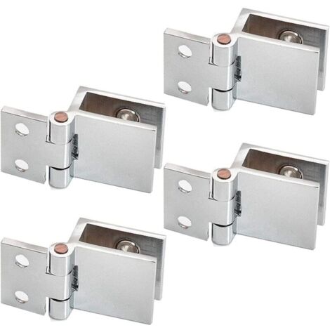 inherited 4 pièces Clip de porte en verre charnière, Charnière pour Porte en Verre de Meuble de Cuisine, Vitrine, Douche, Support en Acier Inoxydable pour Porte de Placard Angle Ouverture