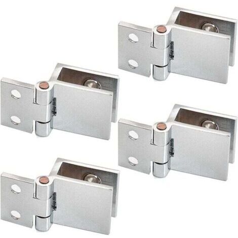 inherited 4 pièces Clip de porte en verre charnière, Charnière pour Porte en Verre de Meuble de Cuisine, Vitrine, Douche, Support en Acier Inoxydable pour Porte de Placard Angle Ouverture