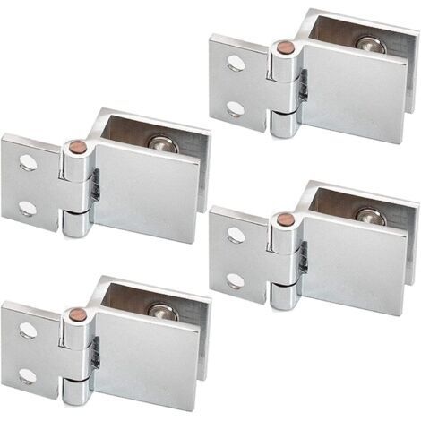 inherited 4 pièces Clip de porte en verre charnière, Charnière pour Porte en Verre de Meuble de Cuisine, Vitrine, Douche, Support en Acier Inoxydable pour Porte de Placard Angle Ouverture