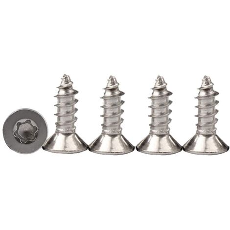 INHHUB 100 pezzi M3 x 10 Viti per legno a testa svasata Torx completamente filettate per truciolato A2 Viti autofilettanti in acciaio inossidabile Quincunx Standard Fissaggio a filettatura completa pe
