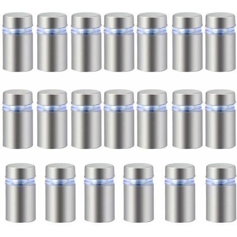INHHUB - 20 tornillos de acero inoxidable para publicidad, separadores de vidrio, pernos, soportes, clavos publicitarios, soportes, abrazaderas sin marco para vidrio (12 x 20 mm)
