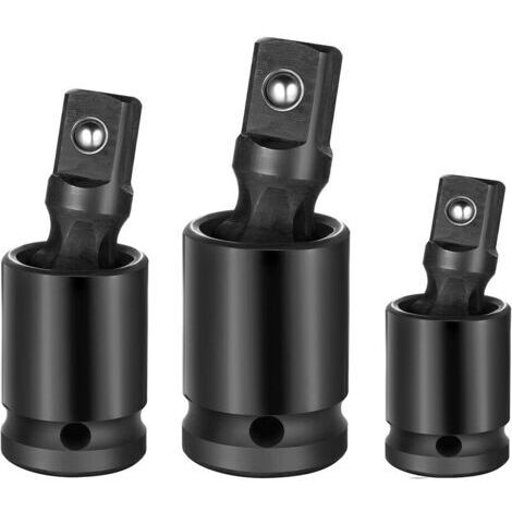 INHHUB Ensemble de convertisseurs de douilles à rotule Outils d'entraînement à impact, douilles à impact, douilles à joint en U Pivotant 1/4", 3/8", 1/2", 3 pièces-INHHUB