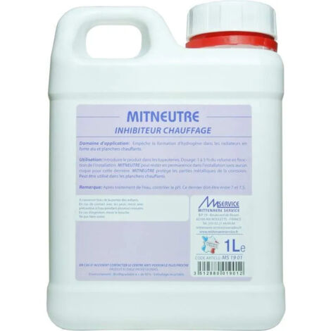 Inhibiteur de corrosion pour circuit de chauffage – Neutralise l'hydrogène – 1 litre pour radiateurs en fonte et aluminium – Traitement d'eau