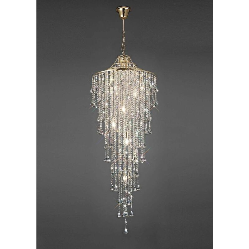 09diyas - Inina Tall 9 Bulbs E14 pendant light gold / crystal