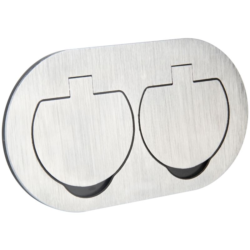 Double prise de sol étanche IP55 16A 2P+T - métal brossé - Initiale Protec