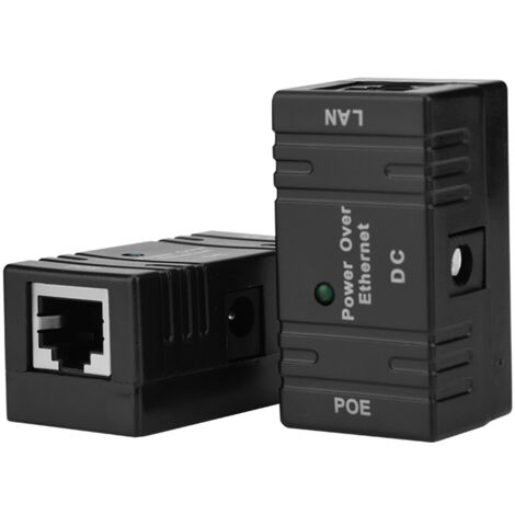 Injecteur POE 2 Ports pour Caméra de Surveillance IP, Alimentation Ethernet RJ45 Noir