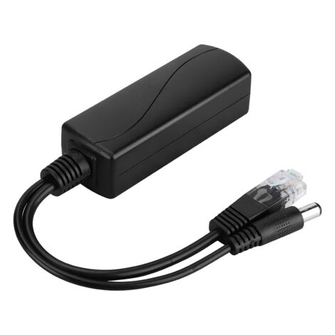 Injecteur POE 48V à 12V pour caméras de sécurité, compatible Hikvision, Huawei et autres marques, avec câble séparateur.