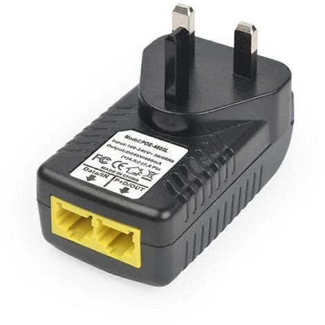 Injecteur PoE, adaptateur Ethernet avec prise murale (prise britannique), tension d'entrée AC100240V.