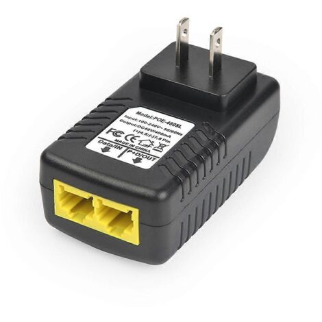 Injecteur PoE, alimentation CA 100-240 V, adaptateur Ethernet avec prise murale (prise américaine).
