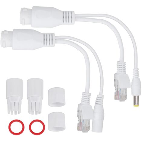 Injecteur POE Passif 12V pour Caméra IP, Adaptateur Secteur Étanche Blanc
