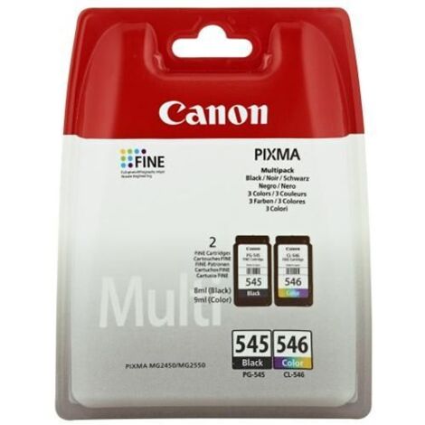 Ink-jet canon pg-545 / cl-546 pixma mg2550 / mg3050 / tr4550/s205/s305/ts3352 pack 2 colores negro color