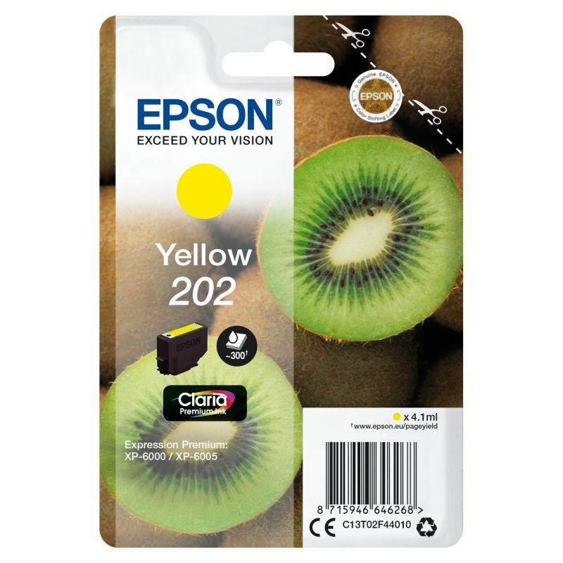 

Epson Kiwi Singlepack Yellow 202 Claria Premium Ink