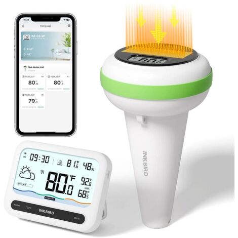 INKBIRD IBS-P03R Solar-Poolthermometer mit IM-03 WiFi-Gateway, Multifunktionsmonitor, App-Steuerung und mehreren Alarmen