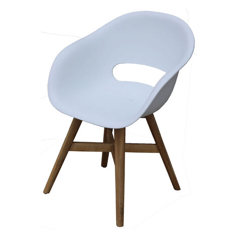 Inko Doro Gartensessel Akazie/Kunststoff weiß Gartenstuhl Sessel 61x53x86 cm