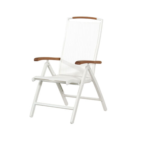 Inko Klappsessel Frisco Aluminium/Textilen/Teak Hochlehner 3 Farben zur Auswahl Weiß