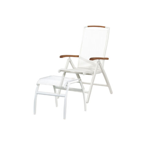 Inko Klappsessel Frisco mit Fußhocker Alu/Textilen Hochlehner 3 Farben zur Auswahl Weiß