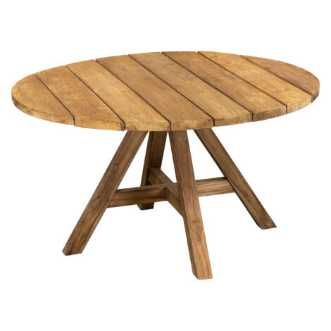 Inko Teakholz-Tisch Abacus rund recyceltes Teak Gartentisch Holztisch 2 Größen zur Auswahl Ø 110 cm