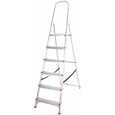 Inländische Aluminium scaletta - Alu Promo Step von 3 auf 7 Schritte steigt - 6 Gradini - H. da terra/piattaforma 119 cm - cavetto di rinforzo