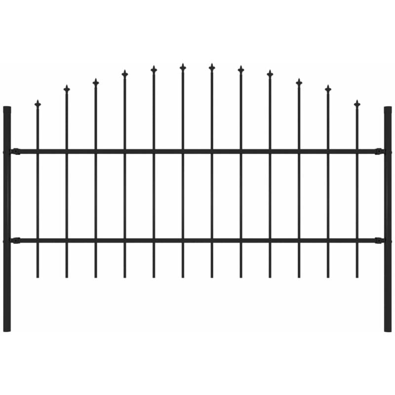 144941 Garden Fence with Spear Top Steel 1,7 m Black - Inlife