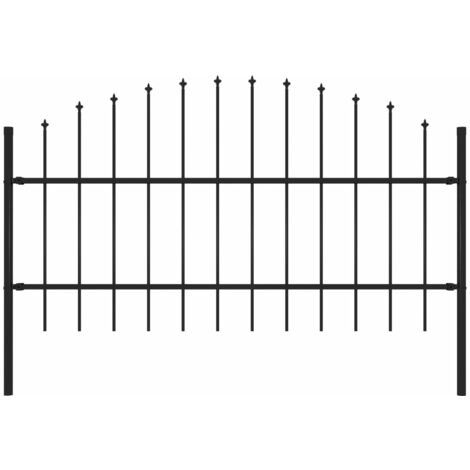 INLIFE 144941 Garden Fence with Spear Top Steel 1,7 m Black