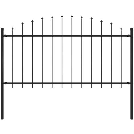 INLIFE 144943 Garden Fence with Spear Top Steel 1,7 m Black