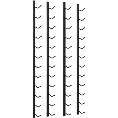 INLIFE 2 pcs Casiers à bouteilles mural pour 12 bouteilles Noir Fer