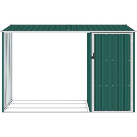 INLIFE Abri à bois de jardin Vert 245x98x159 cm Acier galvanisé