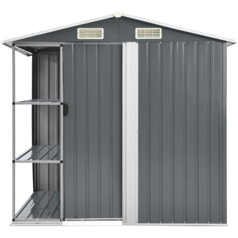 INLIFE Abri de jardin avec étagère Gris 205x130x183 cm Fer