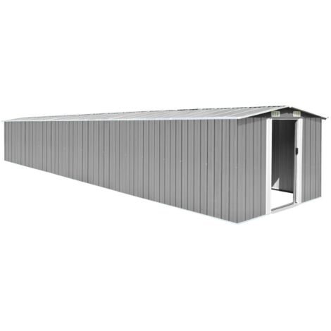 INLIFE Abri de jardin Gris 257x779x181 cm Acier galvanisé