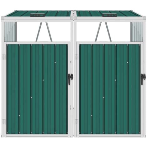 INLIFE Abri de poubelle double Vert 143x81x121 cm Acier
