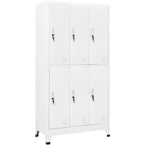 INLIFE Armoire à casiers avec 6 compartiments Acier 90x45x180 cm Gris