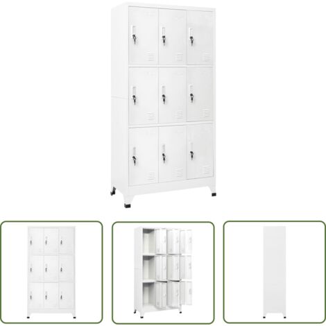 INLIFE Armoire à casiers avec 9 compartiments Acier 90x45x180 cm Gris