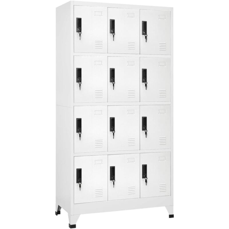 vidaXL Schließfachschrank Weiß 90x45x180 cm Stahl