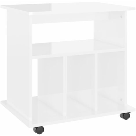 INLIFE Armoire à roulettes Blanc brillant 60x45x60 cm Aggloméré